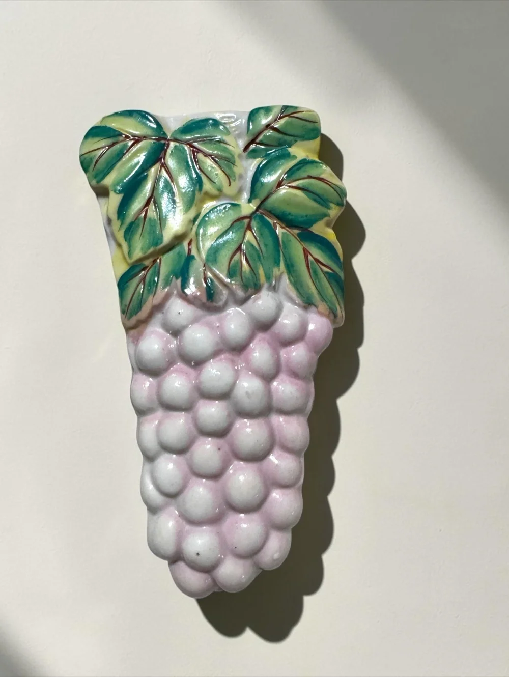 Vintage Made in Japan Ceramic Grape Wall Pocket Vase Pink Grapes Cottage Decor